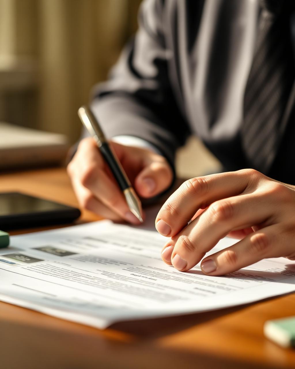 Consultor analisando documento imobiliário
